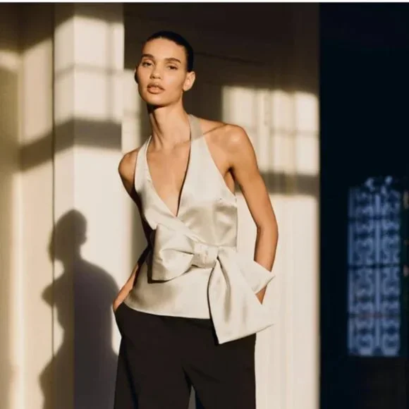 Zara | Tops | Zara Satin Tie Top | Poshmark